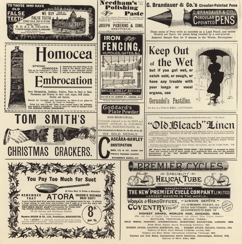 A The Graphic Christmas Number 1897-ből terjedő reklámok alkotó: English School