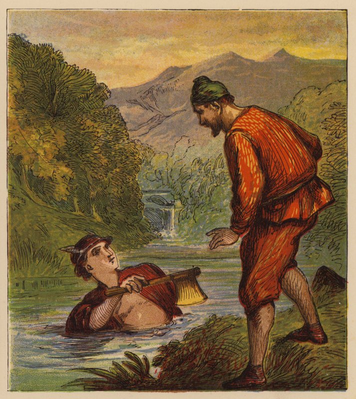 Aesopus meséi: Merkúr és a Favágó (színes litó) alkotó: English School