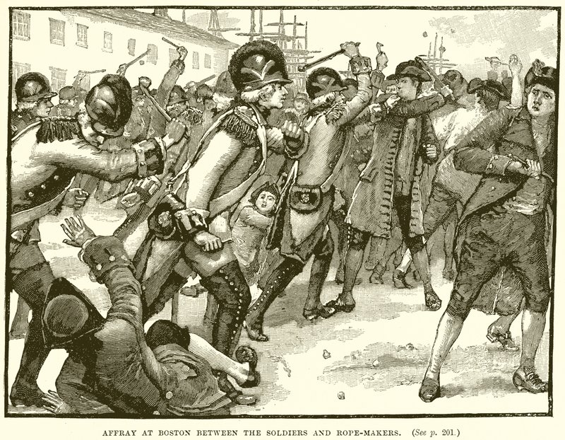 Affray Bostonban a Soldiers és a Rope-Makers között alkotó: English School