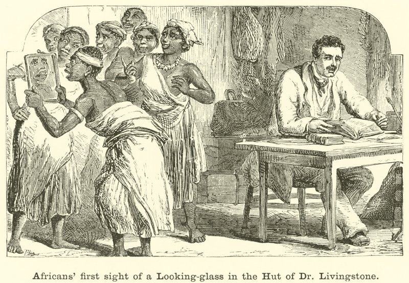 Az afrikaiak első pillantása egy szemüvegre Dr. Livingstone kunyhójában alkotó: English School