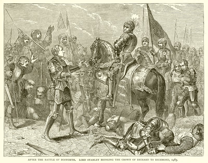 A bosworthi csata után. Lord Stanley elviszi Richard koronáját Richmondba, 1483 alkotó: English School
