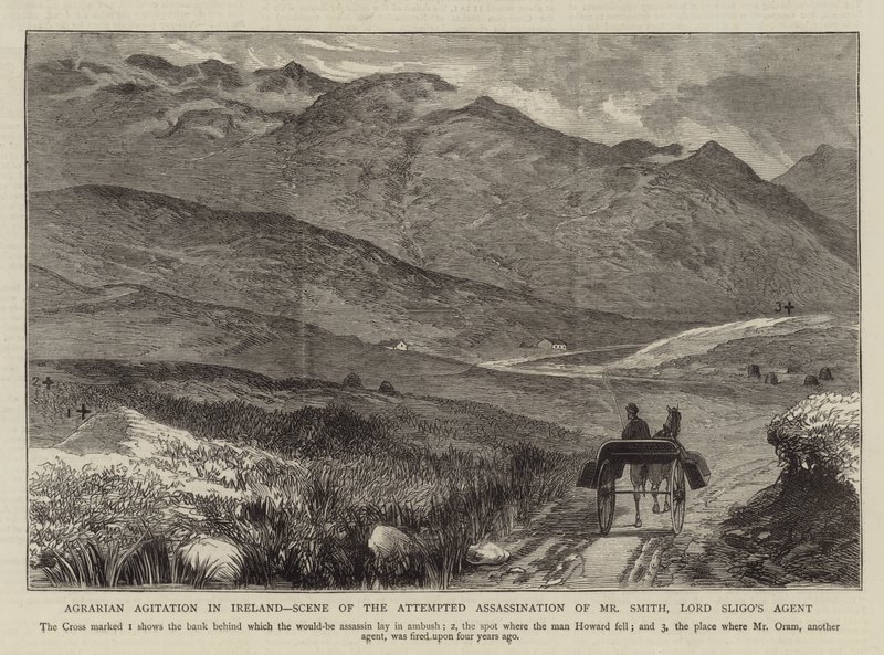 Mezőgazdasági agitáció Írországban, Smith úr, Lord Sligo ügynöke elleni merénylet helyszíne alkotó: English School