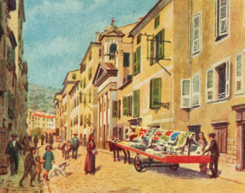 Ajaccio, Korzikai főútvonal (színes litográfia) alkotó: English School