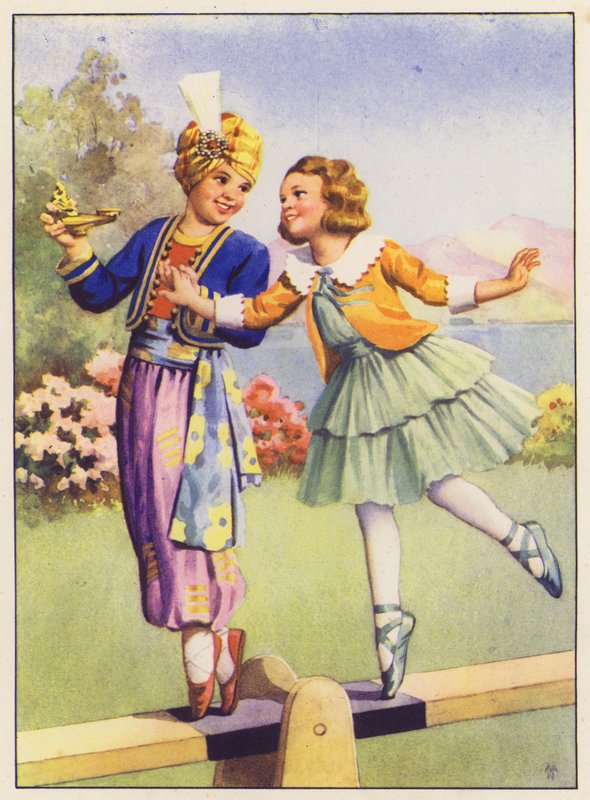 Aladdin és Margery Daw (színes litográfia) alkotó: English School