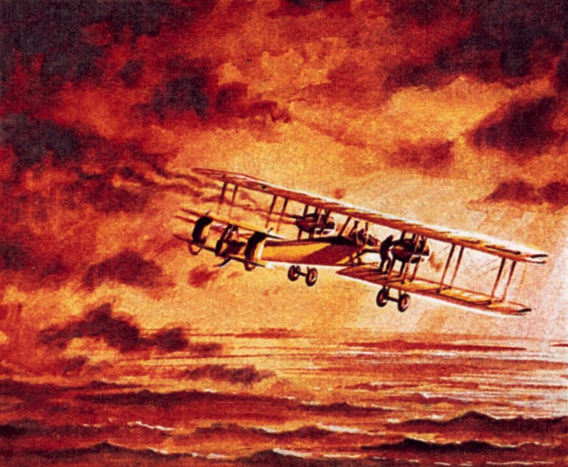 Alcock és Brown a Vickers "Vimy"-ben alkotó: English School