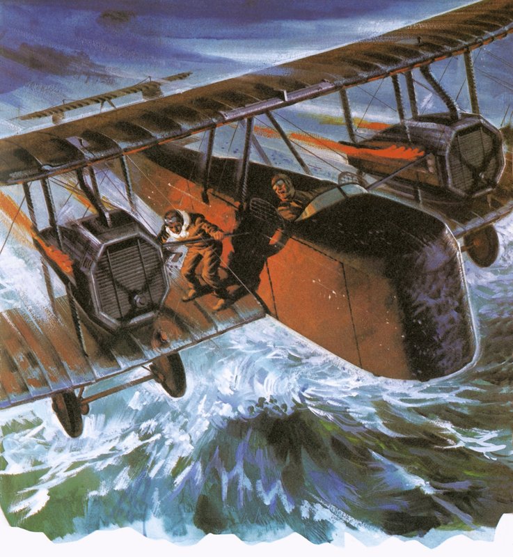 Alcock és Brown a Vickers "Vimy"-ben alkotó: English School