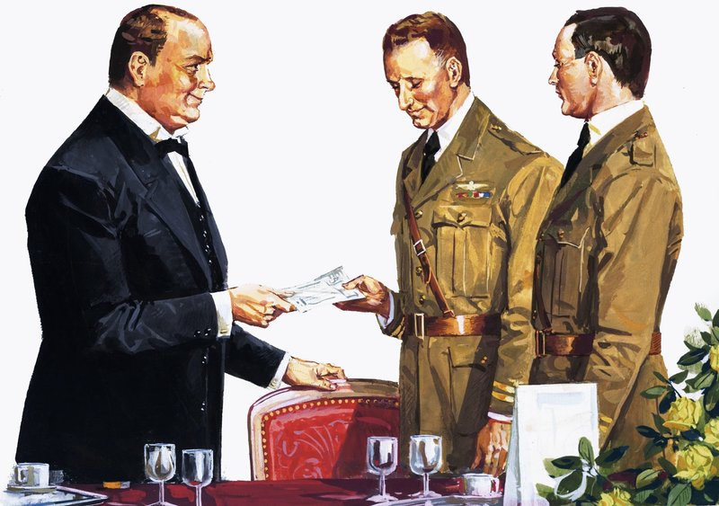 Alcock und Brown díjat kapott Winston Churchilltől alkotó: English School