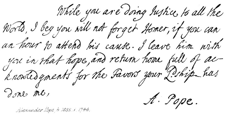 Alexander Pope (1688-1744), levél Halifax grófnak, 1714 alkotó: English School