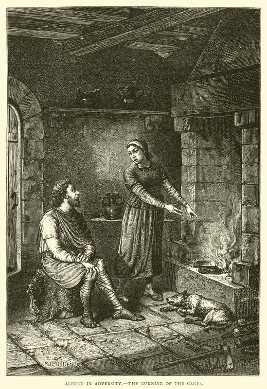 Alfred a csapásokban, a sütemények elégetésében alkotó: English School