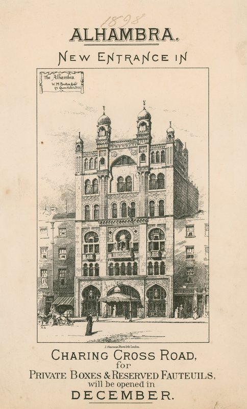 Alhambra Színház, London, új bejárat a Charing Cross Roadon alkotó: English School