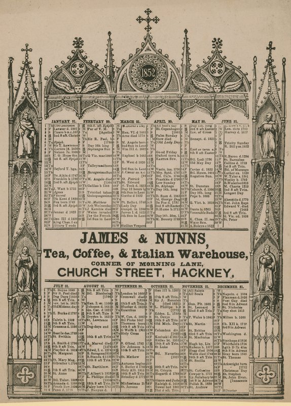 James & Nunns által kiadott almanack alkotó: English School