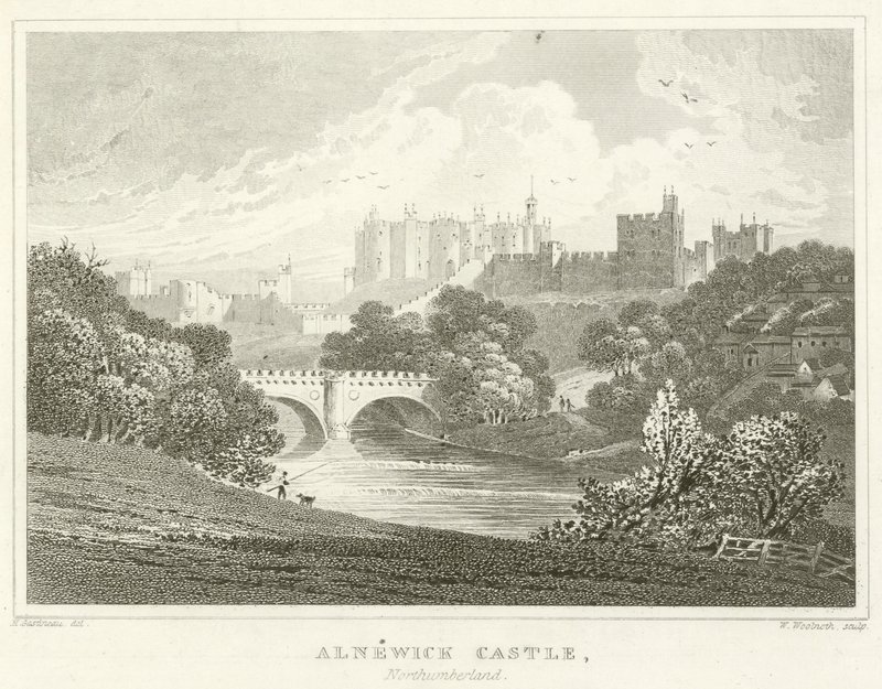 Alnwick kastély, Northumberland (metszet) alkotó: English School