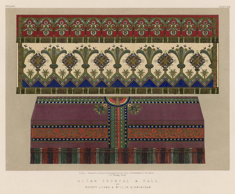 Oltár Frontal és Pall, Jones és Willis urak, Birmingham alkotó: English School