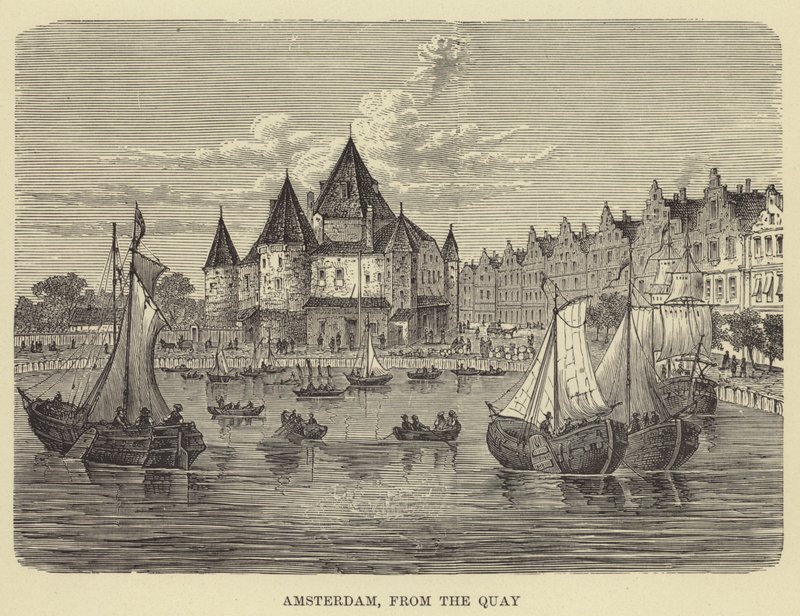 Amszterdam, a rakpartról (metszet) alkotó: English School