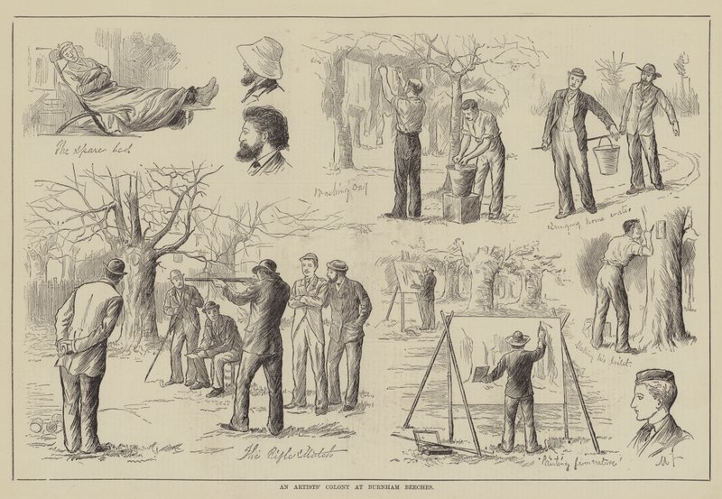 Művésztelep a Burnham Beeches-ben (metszet) alkotó: English School
