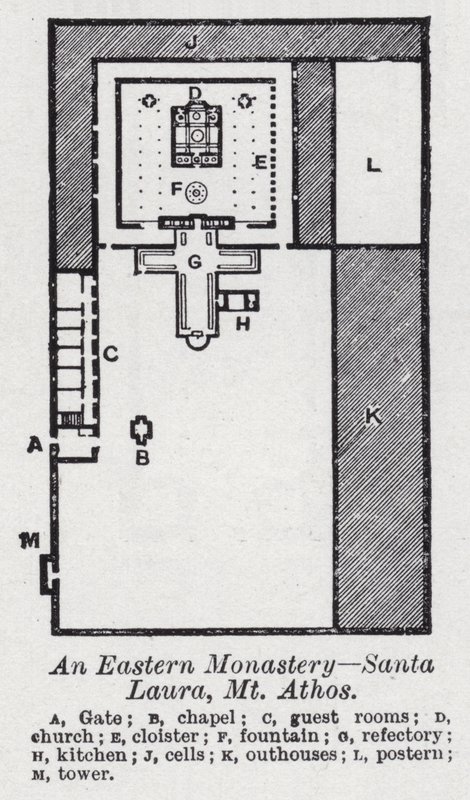 Egy keleti kolostor, Santa Laura, Mt Athos (litho) alkotó: English School