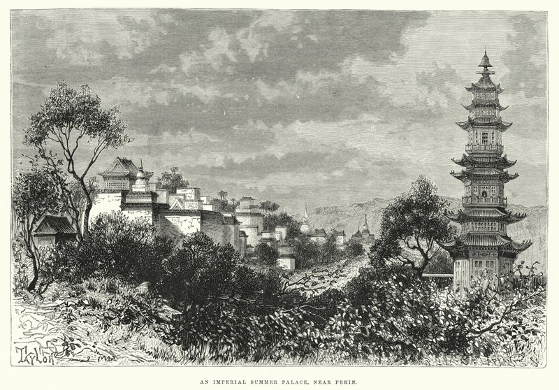 Egy császári nyári palota, Pekin közelében (metszet) alkotó: English School