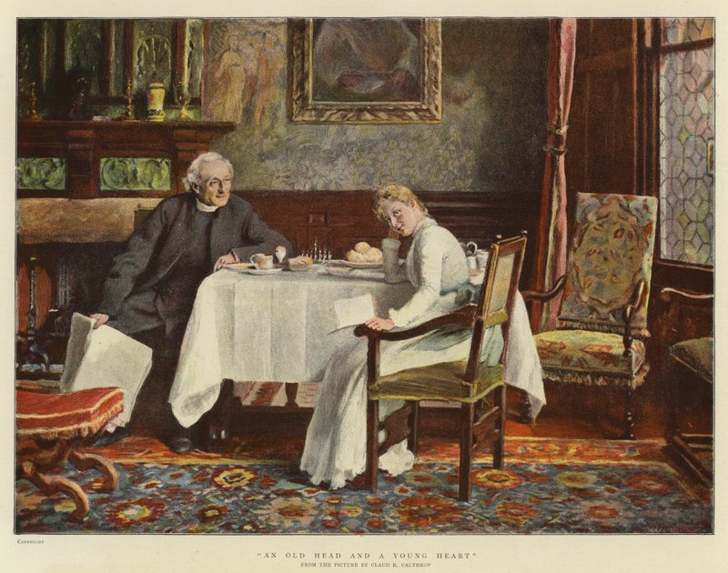 Egy öreg fej és egy fiatal szív (színes litográfia) alkotó: English School