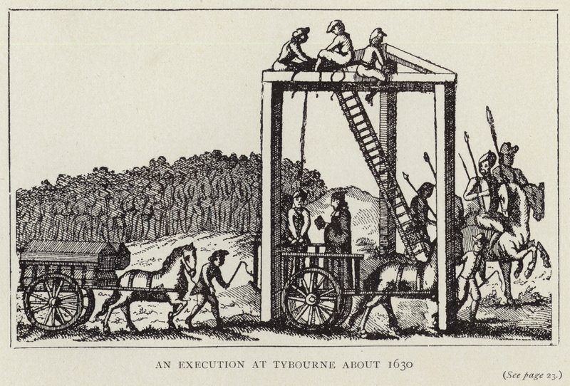 Kivégzés Tybourne-ban 1630 körül (litográfia) alkotó: English School