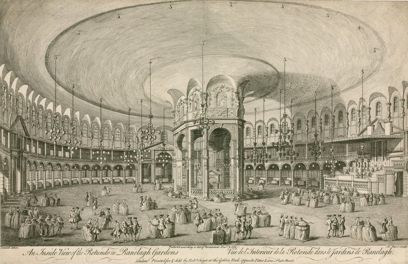 A Rotunda belső képe a Ranelagh Gardensben, Londonban alkotó: English School