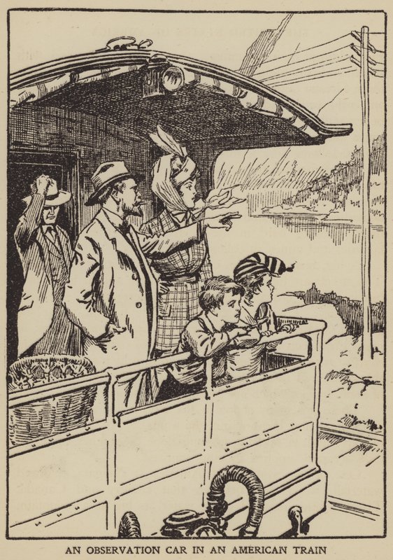 Megfigyelő kocsi egy amerikai vonatban (litho) alkotó: English School