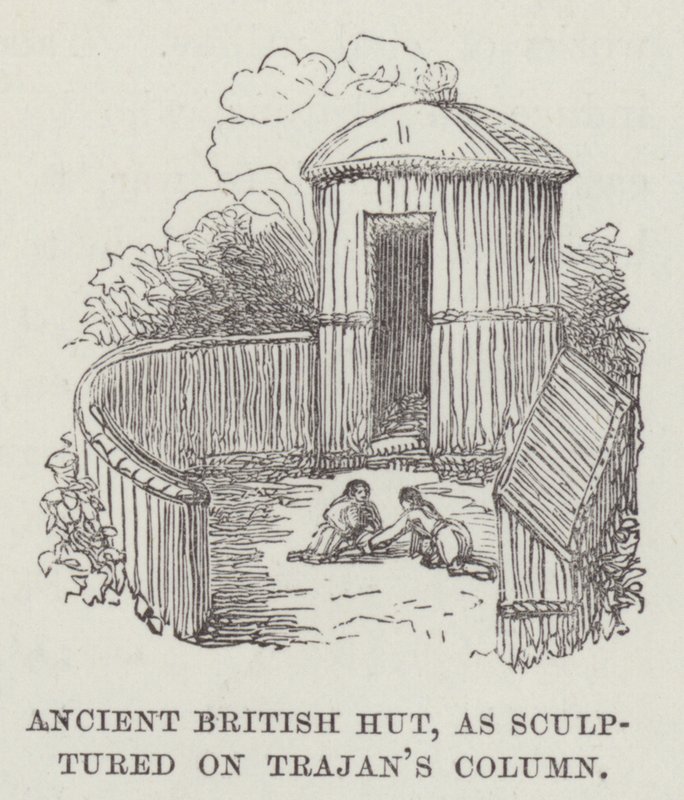 Ősi brit kunyhó, Traianus oszlopán (metszet) alkotó: English School