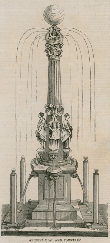 Ősi számlap és szökőkút, 1656-ban állították fel a londoni Leadenhall Cornerben alkotó: English School