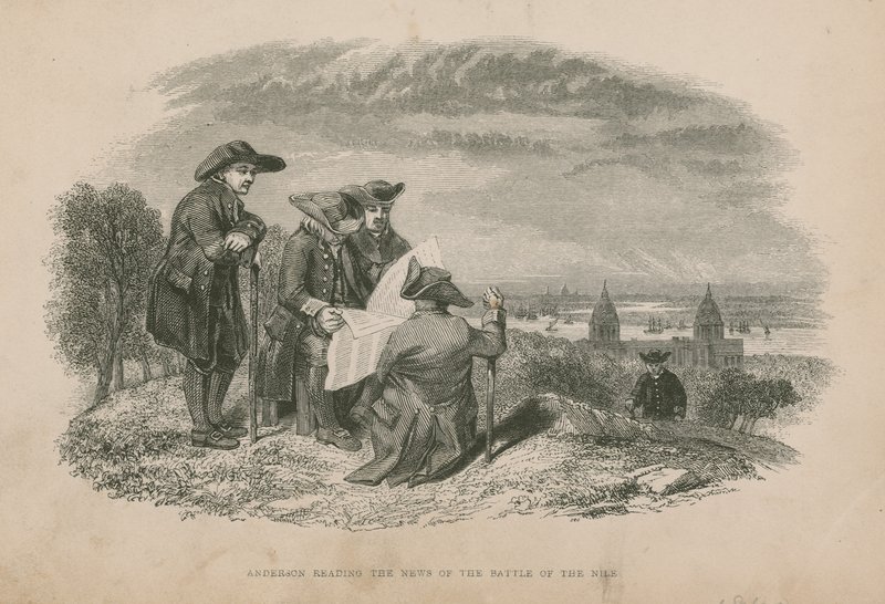 Anderson a nílusi csata hírét olvassa; illusztráció: Szegény Jack, Frederick Marryat alkotó: English School
