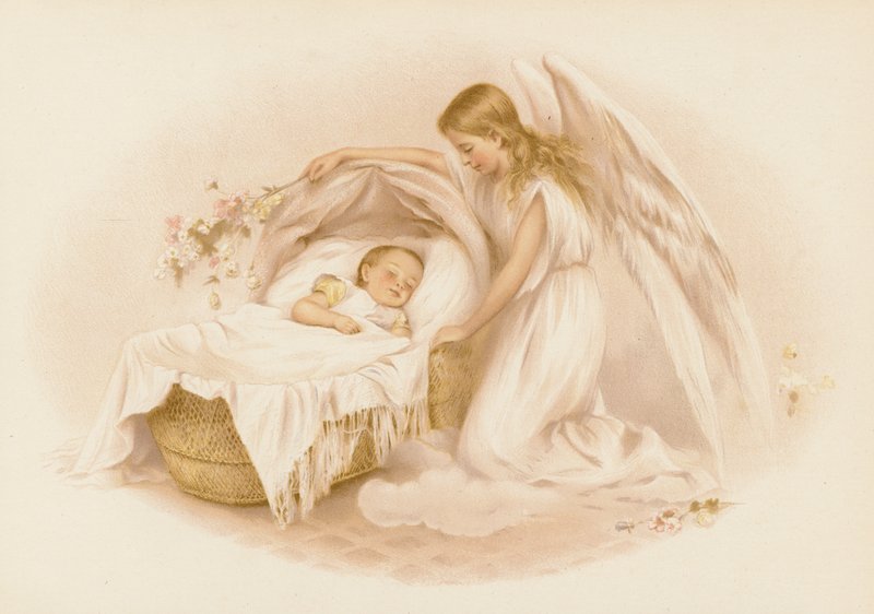 Angyal vigyáz egy babára (chromolitho) alkotó: English School