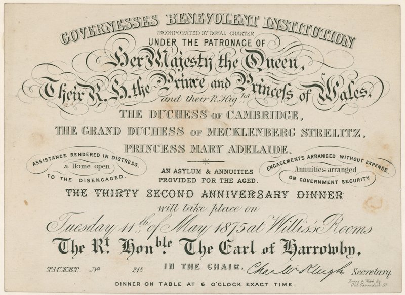 Jubileumi vacsora a Governesses Jótékonysági Intézményének, 1875 alkotó: English School