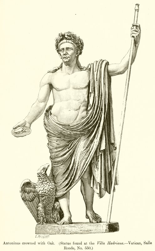 Antoninus tölgyfával koronázva. (A szobor a Villa Hadrianában található. - Vatikán, Salle Ronde, 550. sz.) alkotó: English School