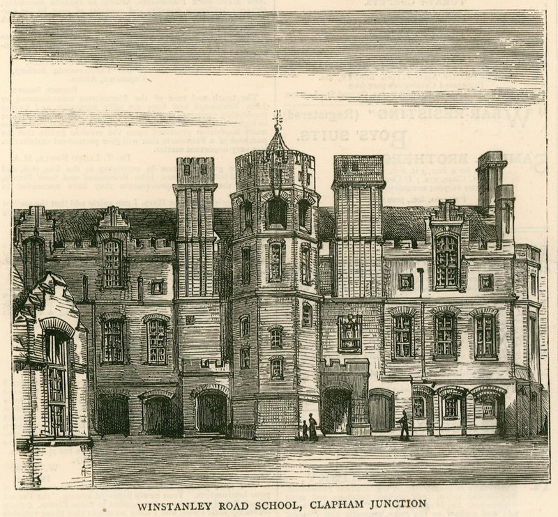 A London School Board felépítése: Winstanley Road School, Clapham Junction, London alkotó: English School