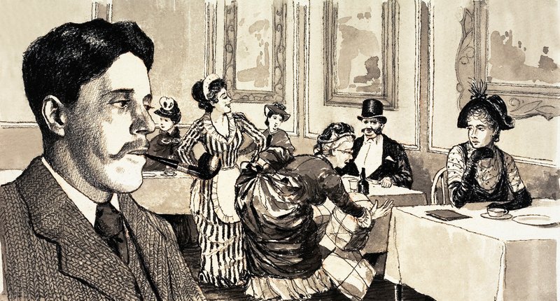 Arnold Bennett ihletet kapott az Öreg feleségek meséjének megírására, amikor egy nagy termetű hölgyet figyelt meg egy étteremben alkotó: English School