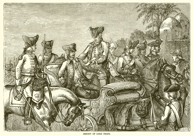 Lord Pigot letartóztatása (1776) alkotó: English School