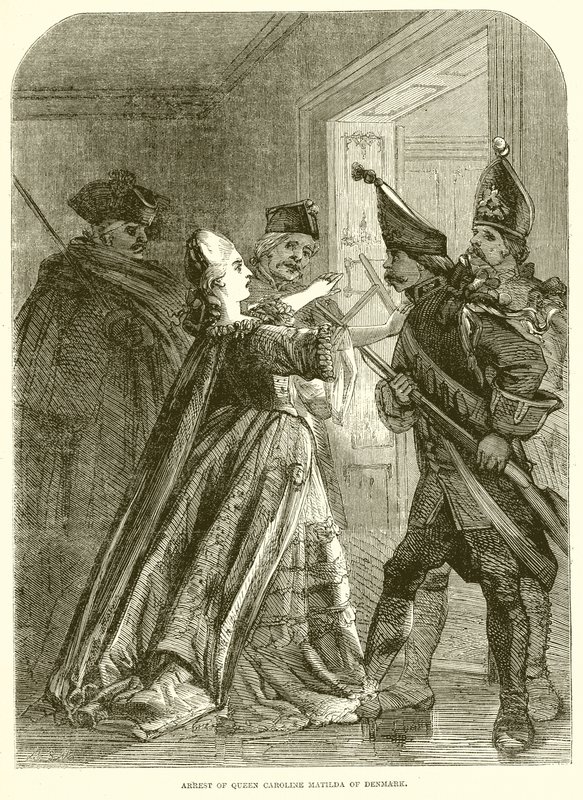 Caroline Matilda dán királynő letartóztatása alkotó: English School