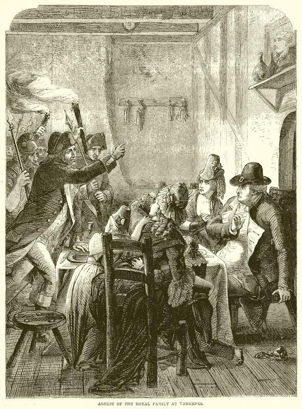 A királyi család letartóztatása Varennes-ben alkotó: English School