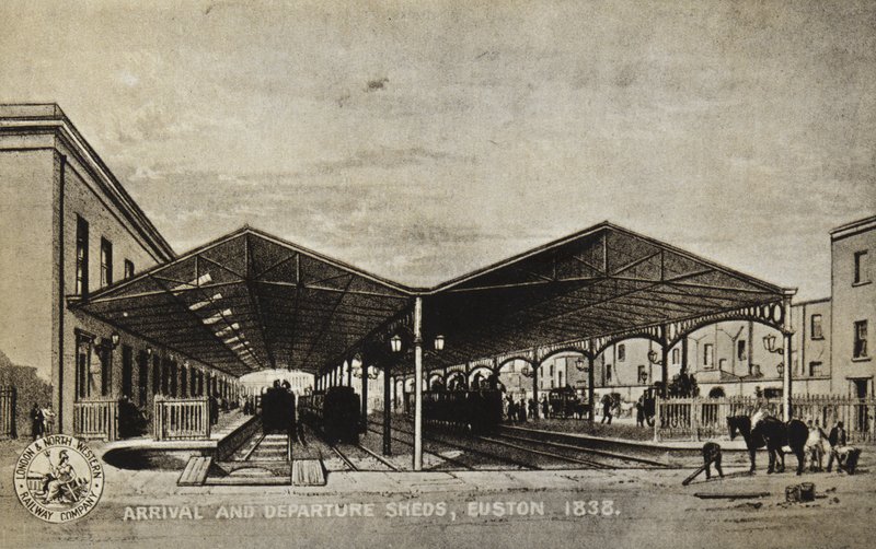 Érkezési és indulási istállók, Euston 1838 alkotó: English School
