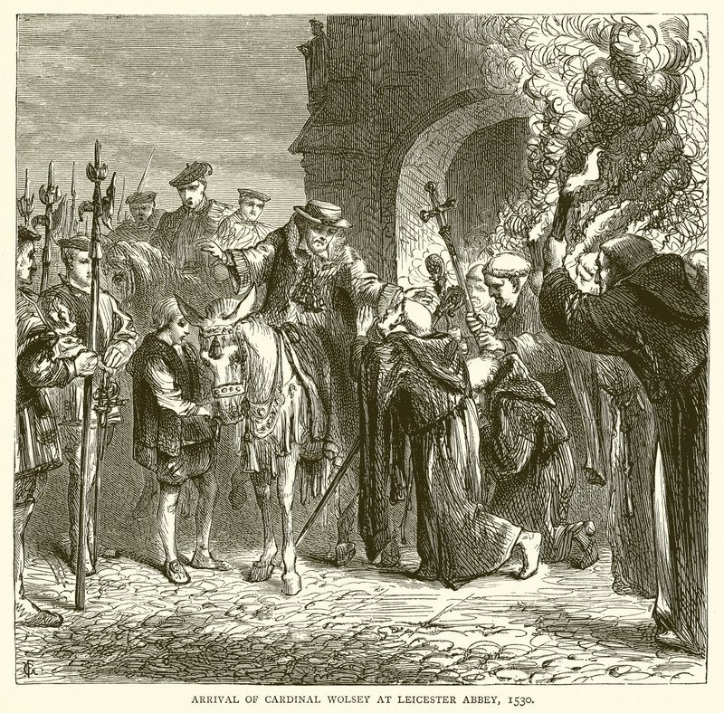 Wolsey bíboros érkezése a Leicesteri apátságba, 1530 alkotó: English School