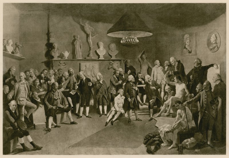 Művészek találkozója aktok felvázolására alkotó: English School