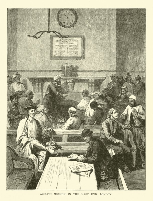 Ázsiai misszió az East Enden, Londonban alkotó: English School