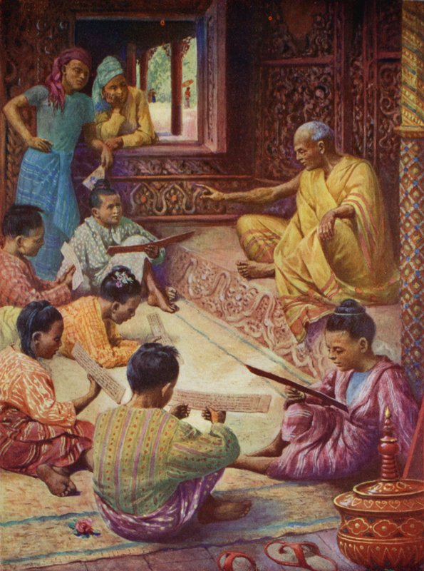 A burmai iskolában (színes litó) alkotó: English School