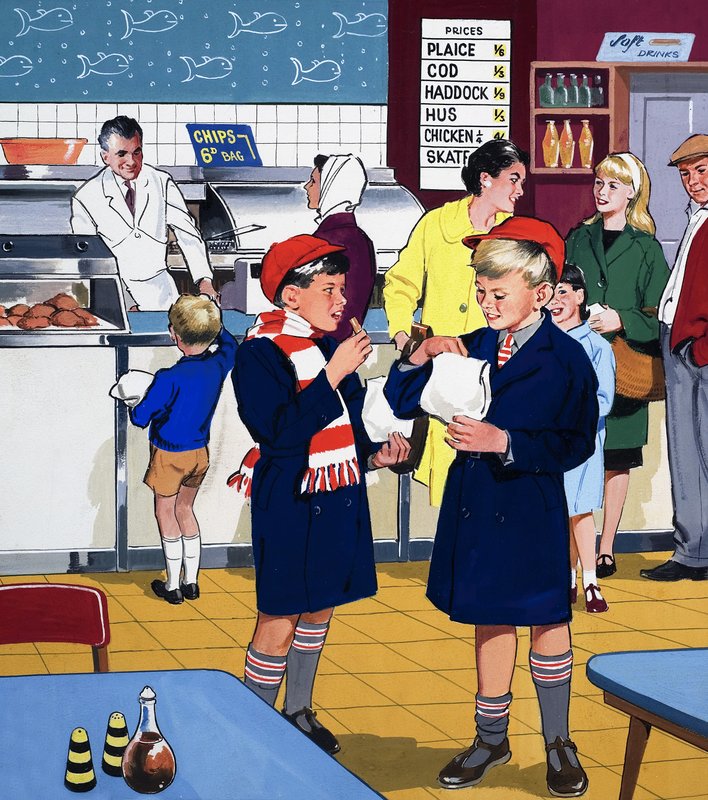 A Fish & Chips boltban alkotó: English School