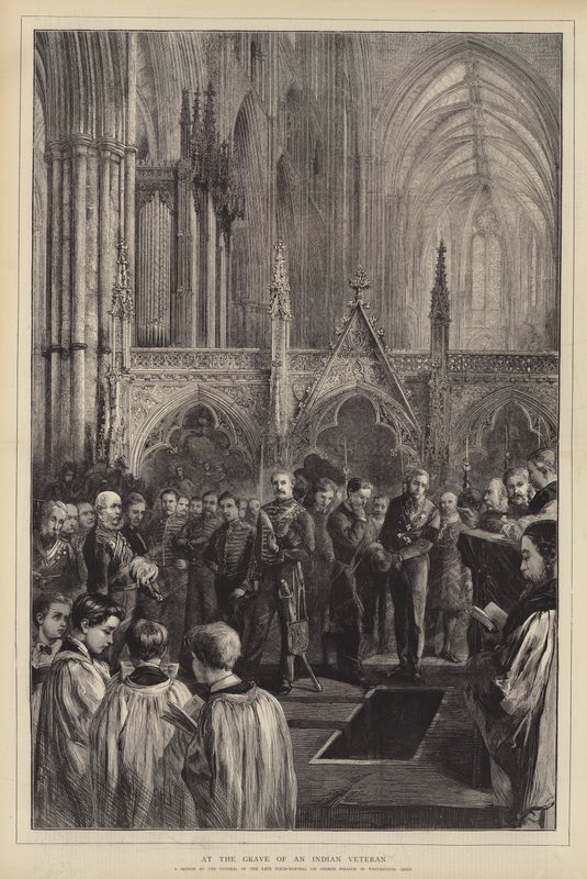 Egy indiai veterán sírjánál (metszet) alkotó: English School