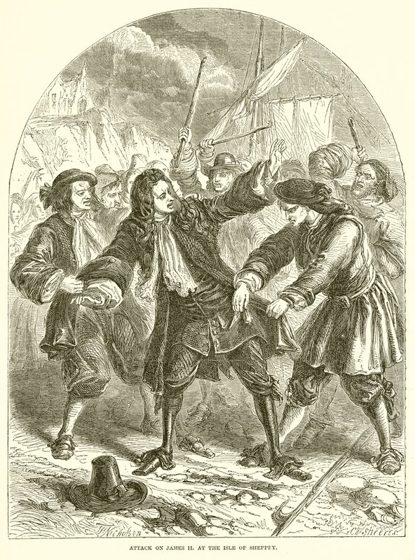 Támadás James II ellen. a Sheppey-szigeten alkotó: English School