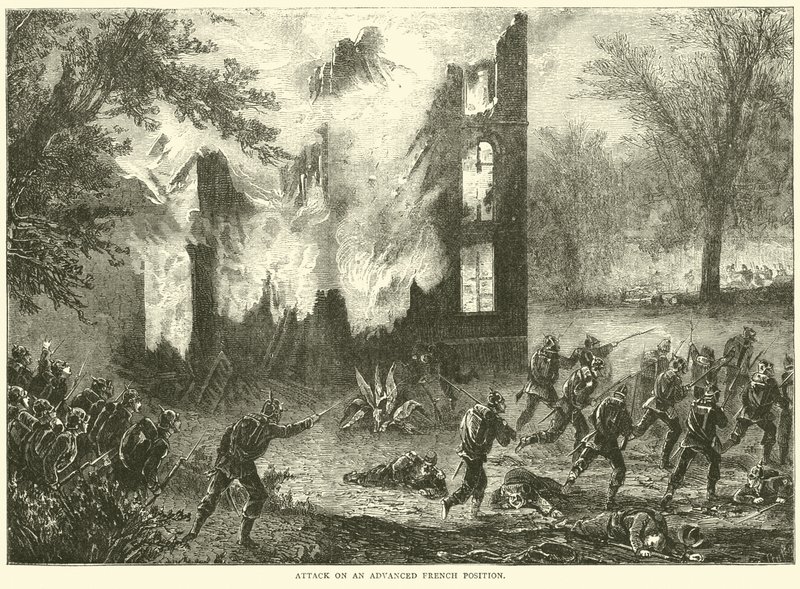 Támadás egy előretolt francia pozíció ellen, 1870. október alkotó: English School