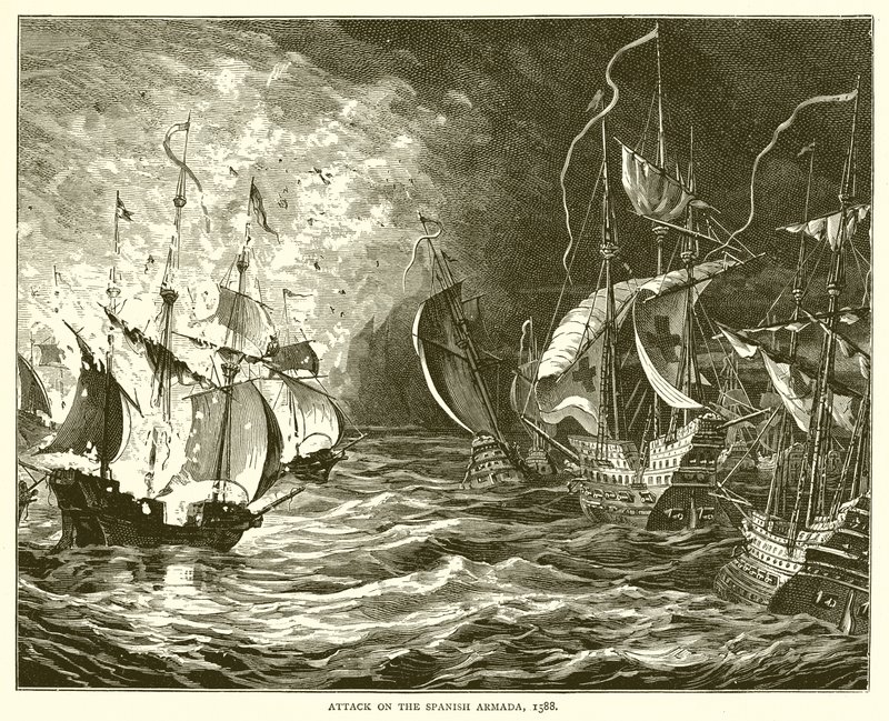 Támadás a spanyol Armada ellen, 1588 alkotó: English School