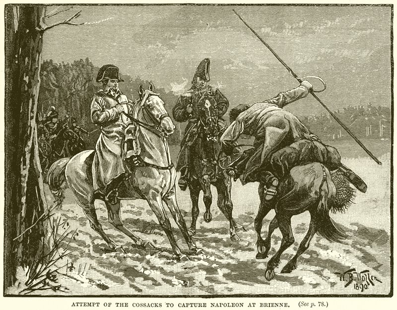 A kozákok kísérlete Napóleon elfogására Brienne-nél alkotó: English School