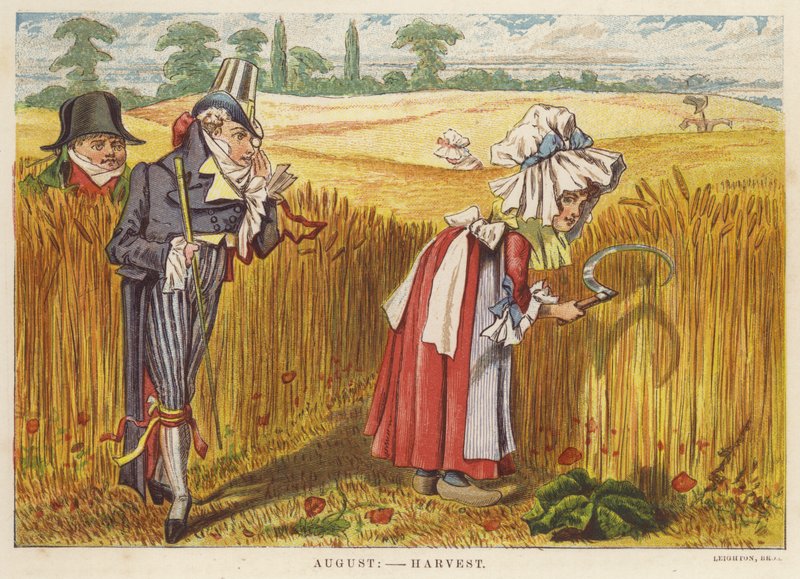 augusztus: betakarítás (színes litho) alkotó: English School