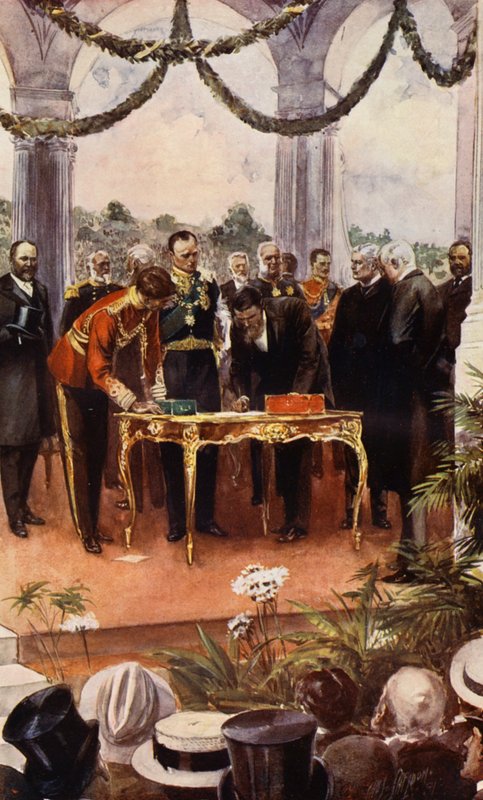 Ausztrál Nemzetközösség, a föderációs okmány aláírása (színes litográfia) alkotó: English School