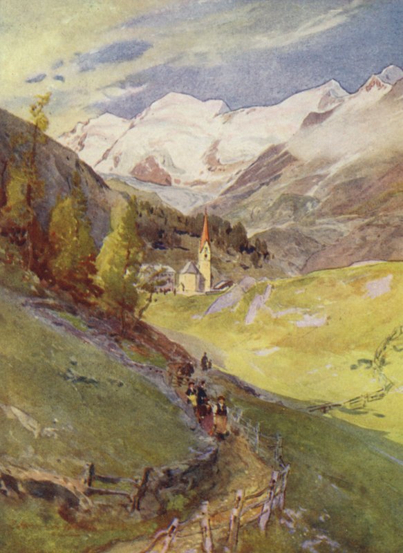 Ausztria: Gurgl, egy falu Tirolban (színes litho) alkotó: English School